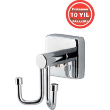 Banyom Home Krom Paslanmaz Pirinç Vizyon Çiftli Bornozluk Banyo Askısı