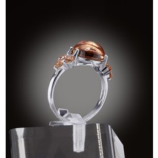 Yıldırım Kahverengi Doğal Taşlı 925 Ayar Gümüş Kadın Yüzük – Zarif ve Modern Tasarım