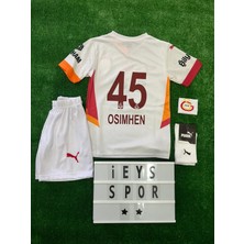 Osimhen 4'lü Set Galatâsarây Beyaz Renk Deplasman Çocuk Forma Şort Bileklik Çorap