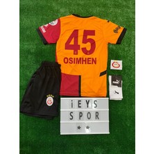 Osimhen 4'lü Set Galatâsarây Iç Saha Sarı Kırmızı Parçalı Çocuk Forma Şort Bileklik Çorap