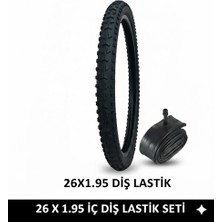 Güçlü Bisiklet Motosiklet 26 Jant Bisiklet Iç Dış Lastik Seti - 26X1.95 Dış Lastik + Iç Lastik Oto Kalın Sibop