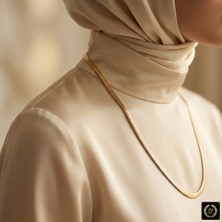 CM Jewelry Vıp Seri 316L Çelik 14K Gold Renk İtalyan Balık Sırtı Zincir Kolye 65 cm