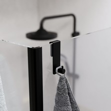 Zift Unique Siyah Mat 304 Paslanmaz Duşakabin Askısı - Sadece 6mm Sabit Cam Için - Sürgülü Kapıya Uygun Değildir