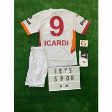 4'lü Set Galatâsarây Icardi. 9 Numara Beyaz Renk Deplasman Çocuk Forma Şort Bileklik Çora