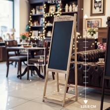 İki Yedi Konsept Ahşap Ayaklı Yazı Tahtası 135,5 cm Menü Panosu Cafe Restoran Workshop Sunum Standı Çok Amaçlı Şık