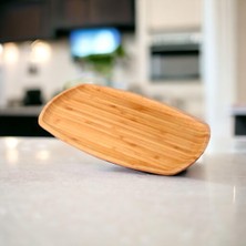Delixa Bambu Lüx Bambu Kayık Sunum Tabağı Servis Tabak 30X18CM Sunum Tabağı, Dikdörtgen Sunum Tabağı