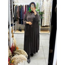 Lissmore 5793 Kolye Detay Kırışık Elbise Kahve