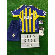 Kişiye Özel Isim ve Numara Yazılır / 4'lü Set Fen.erbah.çe 2025/2026 Yeni Sezon Iç Saha Sarı Lacivert Çocuk Forma Şort Bileklik Çorap