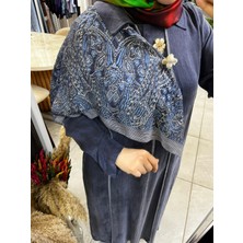 Lissmore 6072 Omuz Şal Detaylı Elbise Denim