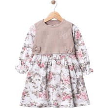 Gültekin Bebe Wow Çiçekli Penye Ikili Elbise 1-4 Yaş -450959180 - Krem