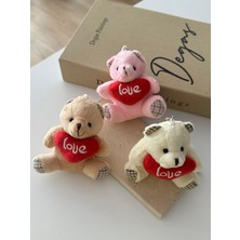 DNC Love Yazılı Peluş Ayıcık Anahtarlık – Sevimli Teddy Bear Bag Charm Çanta Süsü