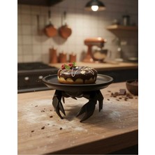 the mr east Dekoratif Yengeç Figürü Siyah Pratik Ev Gereçleri Çok Amaçlı Sunum Tabak 16 x 16 cm