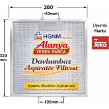 Hgnm E-Trading 40472618 Teka Uyumlu 320x282 mm Metal Davlumbaz Yağ Filtresi – DE60, DE70.2, DE90.2, TCE60, DS60.1