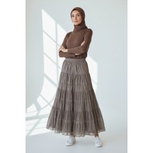 Kadın Beli Lastikli Katlı Çingene Etek