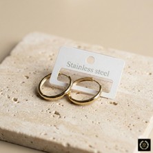 Stainless Steel 316L Çelik Gold Renk Klasik Halka Küpe (Kararmaz Garantili)