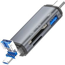 Hepta Collection USB Otg Kart Okuyucu Type-C To USB Uçlu Pc Bilgisayar ve Notebook Uyumlu Mikro Sd Kart Okuyucu USB A