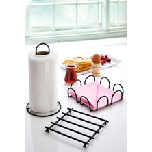 Hepta Collection 3'lü Siyah Nihale Peçetelik Havluluk Seti, , Rengi Paslanmaz Çelik Mutfak Servis Sunum Takımı