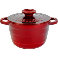Hepta Collection Döküm Yuvarlak Tencere Döküm Demir Kapak Experience Majolik Serisi ÇAP(Ø)23CM Kırmızı