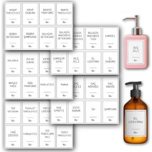 Hepta Collection Neoprint 40 Parça Beyaz Banyo ve Mutfak Etiketi - Temizlik Malzemeleri Için Suya Dayanıklı Baskılı S