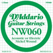 Hepta Collection D'addario NW060 Elektro ve Akustik Tek Tel, (Kalin Mi),