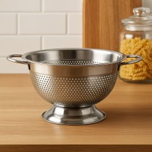 Hepta Collection Mallart® 304 Paslanmaz Çelik Süzgeç - Kulplu & Ayaklı Tasarım | Makarna, Sebze ve Meyve Yıkama Kabı