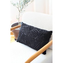 Hepta Collection Hamur Jakarlı Kırlent 28X50 cm Forest Siyah