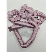 Hepta Collection Sipariş Vakti Ipek Saten Isısız Saç Şekillendirici ve Saç Tokası (Tek Ebat, Gül Kurusu)