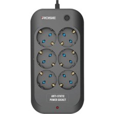 Rose 3m Kablolu Rose Model 6 Prizli Akım Korumalı Priz 16A 6003