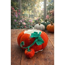 Lumus Candle Vanilya Kokulu Balkabağı Mum | %100 Doğal Soya Mum | Alçı Kase Içinde Mum | 12X7 cm