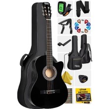 Hepta Collection CG-390BK-XBAG Siyah Klasik Gitar 4/4 Sap Ayarlı Kesik Kasa Full Set (Çanta Tuner Askı Capo Metod Pen