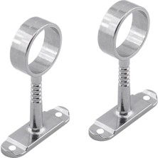 Hepta Collection BADEM10 Askı Flanşı Oval Dolap Boru Sabitleme Kıyafet Elbise Askı Flanş Aparatı Krom 75X25 mm (2 Ade