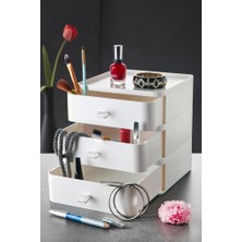 Hepta Collection Mithra Life 3 Katlı Beyaz Makyaj Takı Organizeri MIT1064