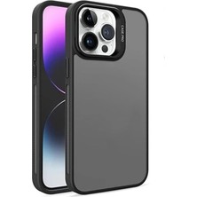 Delixa iPhone 13 ile Uyumlu Kamera Lens Aparatlı Stand Olabilen Kamera Korumalı Şeffaf Transparan Siyah Ful