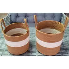 Hepta Collection 2 Adet Büyük Ev Banyo 26 * 25CM Sepet Kahverengi Hasır Oyuncak Patates Soğan Sepeti