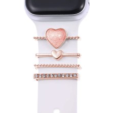 Delixa Watch 8 45MM Kordon Süsü Charm Inci Kalp Rose Gold
