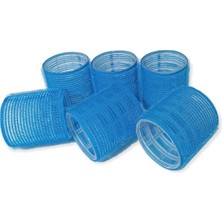 Delixa 1214 Mega Boy Bigudi 6lı Cırtlı - Yapışkanlı Bigudi Mavi