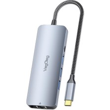 Hepta Collection Veggieg 4K 60Hz HDMI Gigabit Ethernet 3*usb-A 2*type-C 3.5mm Aux Sd Micro Sd Kart Okuyucu Çevirici Ç