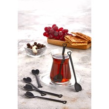 Hepta Collection Özel Tasarım 6' Lı Siyah Lüks Çay Kaşığı Seti Takımı