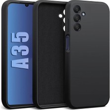 Delixa A35 ile Uyumlu Kadife Astarlı Siyah Mat Silikon Kılıf – Ince & Esnek, Leke ve Suya Dayanıklı