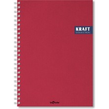Delixa Lé Color 2017105/2 Kraft Defter Sert Kapaklı, Spiralli, 1.hamur Kağıt, 200 Sayfa, Bordo