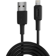 Hepta Collection 12W 2.4A Usb-A To Lightning iPhone iPad Silikon Hızlı Şarj ve Data Kablosu Siyah 2 Metre
