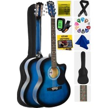 Hepta Collection RG-540BL Kaliteli Kesik Kasa Mavi 40 Inç Akustik Gitar Seti 4/4 Yetişkin