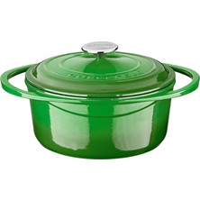 Hepta Collection Döküm Yuvarlak Tencere Döküm Demir Kapak Heritage Serisi ÇAP(Ø)24CM Yeşil