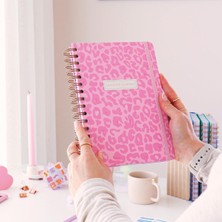 Delixa Paperora A5 Spiralli Süresiz Renkli Planlayıcı Ajanda Motivasyon Sayfalı Pembe Leopar