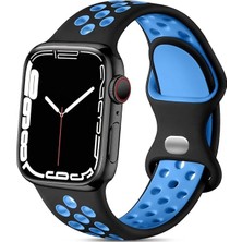 Delixa Watch Seri 1/2/3/4/5/6/7/se/8/ultra Ile Uyumlu Delikli Silikon Kordon Kayış 42-44-45-49 mm (Siyah -