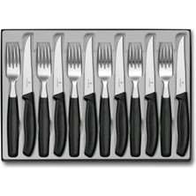 Hepta Collection Sofra Çatal Seti ile Biftek Bıçağı, Plastik, Siyah, 40 x 25 x 3 Cm, 12-Birim