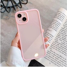 Delixa Go Aksesuar Iphone 13-14 ve 15 ile Uyumlu Kenarı Pembe Renkli Darbe Önleyici Şeffaf Silikon Kılıf