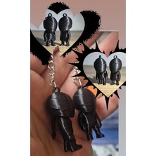 Salıncak Motorcu Kasklı Çift 3D Anahtarlık (Siyah 5cm)