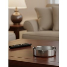 Mucit Home 10 cm Gümüş Renk Yuvarlak Paslanmaz Çelik Küllük