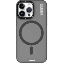 Delixa Youngkit iPhone 15 Pro Uyumlu Kılıf Magsafe ile Uyumlu Youngkit Hidden Sand Serisi Kapak Gri